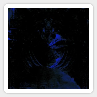 Digital collage and special processing. View from night dreams. Tunnels. Blue. Sticker